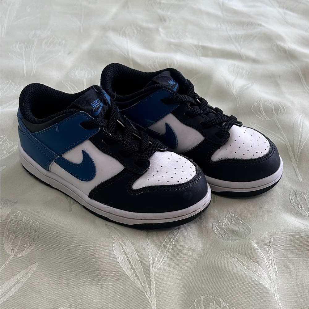 Nike Kids' 9C Dunk Low Black White and Blue SEE DESCRIPTION